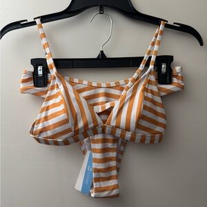 Cupshe Orange and White Striped Bikini Set
